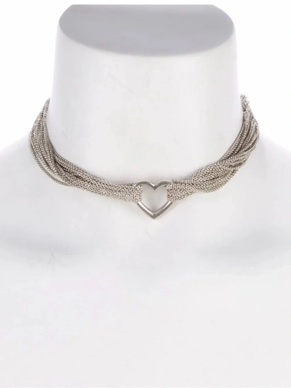 Tiffany & Co. Silver Multi-Strand Mesh Choker with Heart Accent